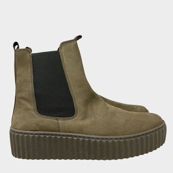 Gabor Lug Sole Goblincore Boots Leather Platform Chelsea 10 Ankle Green - Picture 16 of 16